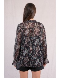 Blusade manga larga con estampado y lazada