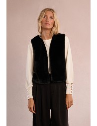 Gilet sans manches en fausse fourrure