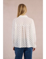 Openwork shirt with heart pattern