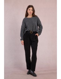 Belted velvet trousers