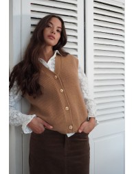 Knitted cardigan, sleeveless