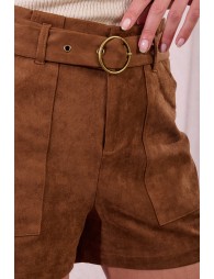 Suede belted shorts