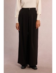 High-waisted, wide-leg trousers