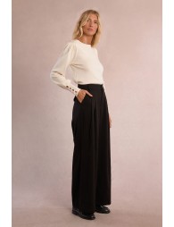 High-waisted, wide-leg trousers