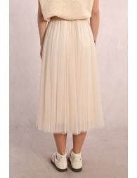 Longue jupe plissée en tulle