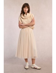 Longue jupe plissée en tulle