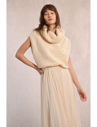 Longue jupe plissée en tulle