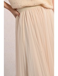 Longue jupe plissée en tulle