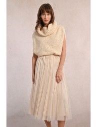 Long pleated tulle skirt