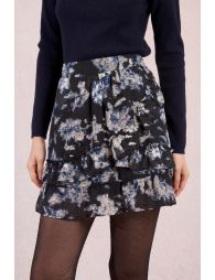 Falda corta con estampado y volantes