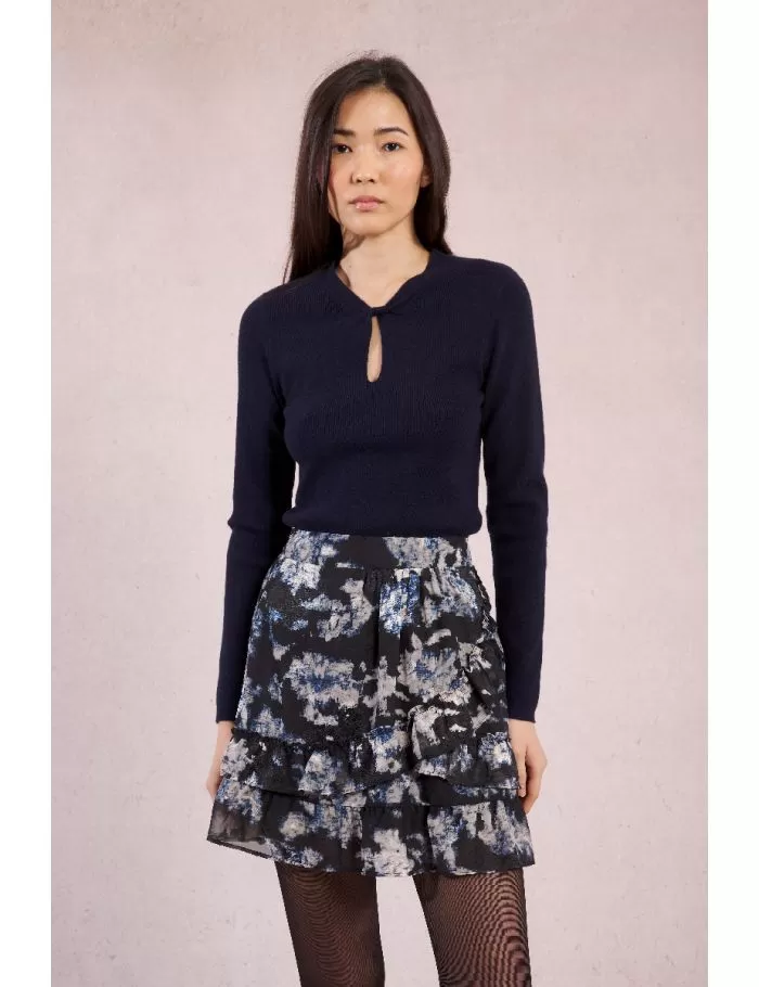 Falda corta con estampado y volantes