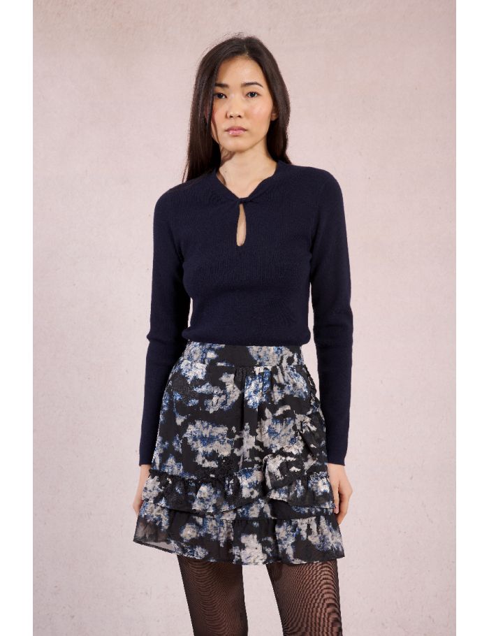 Printed mini skirt, in voile