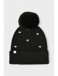 Gorro con pompón y abalorios