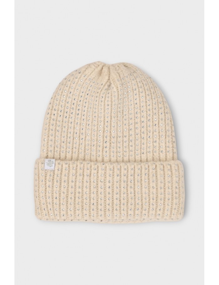 Rhinestone-covered knit beanie