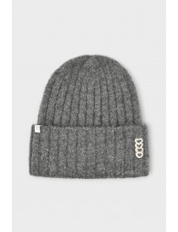 Knitted beanie with heart embroidery