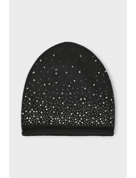 Rhinestone-studded knit beanie