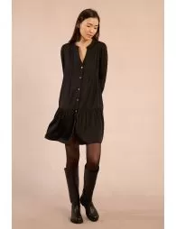 Vestido de manga larga detalle volante