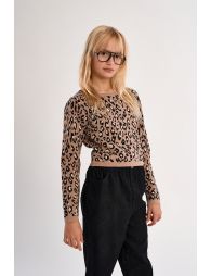 Knitted sweater, leopard print