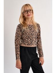 Knitted sweater, leopard print