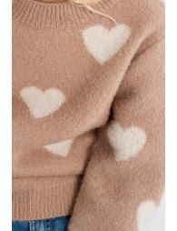 Pull en maille peluche, motif cœur