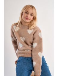 Jersey de niña de manga larga, con corazones