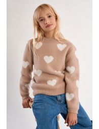 Jersey de niña de manga larga, con corazones