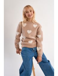 Jersey de niña de manga larga, con corazones