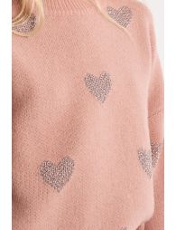 Knitted sweater with hearts