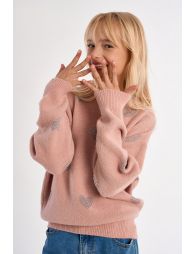 Knitted sweater with hearts