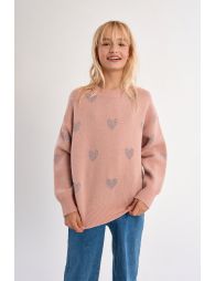 Pull en maille avec cœurs