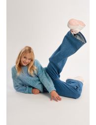 Jersey de niña de manga larga, en punto mezclado