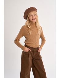 Jersey de niña de manga larga, con cuello alto