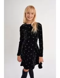 Velvet dress, sprinkled with shiny bows