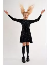 Velvet dress, sprinkled with shiny bows