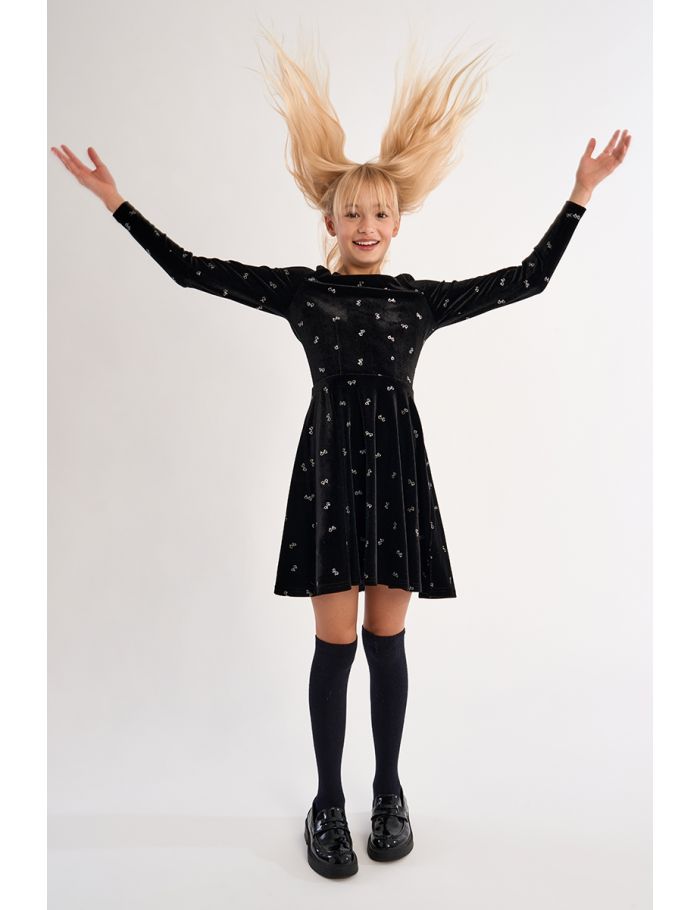 Vestido de niña de manga larga, estampado lazitos