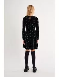 Velvet dress, sprinkled with shiny bows