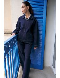 Veste en denim surpiquée 