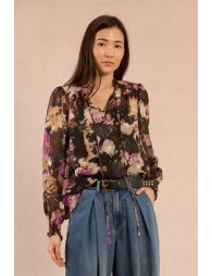 Blouse fluide en voile imprimé