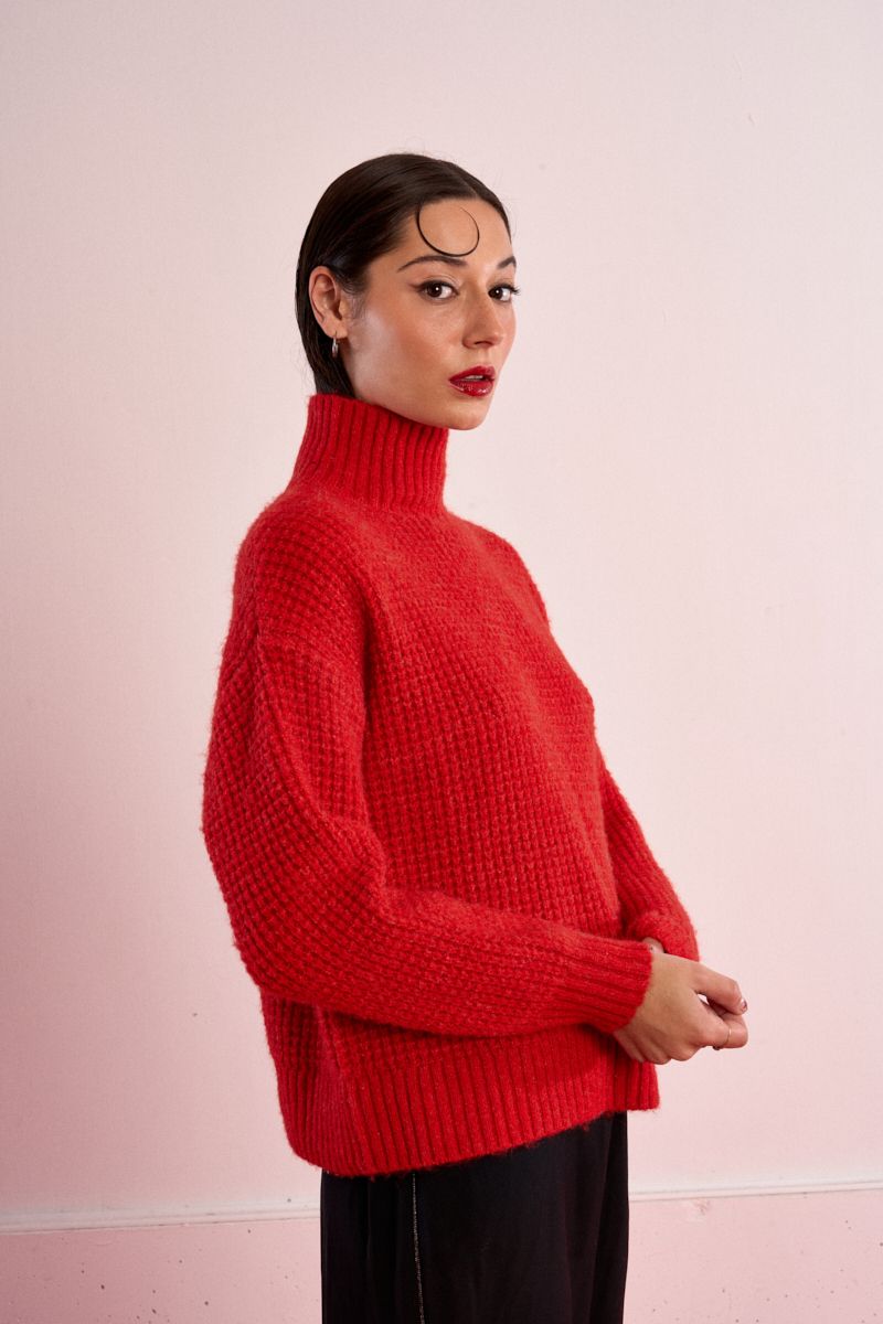 Pull oversize, maille carrée
