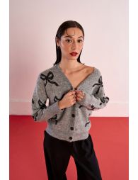 Cárdigan de manga larga estampado lazos