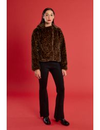 Leopard faux fur jacket