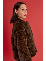 Leopard faux fur jacket