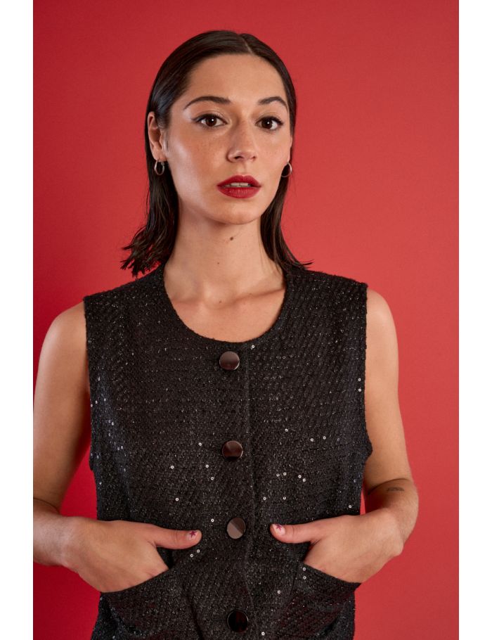 Tweed and rhinestone blazer