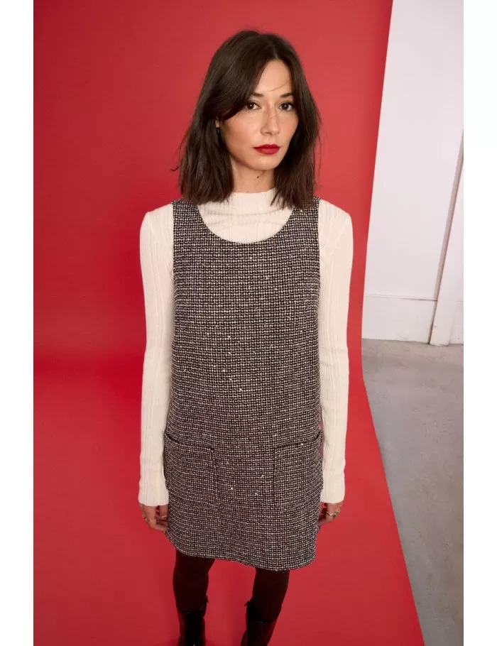 Robe droite en tweed