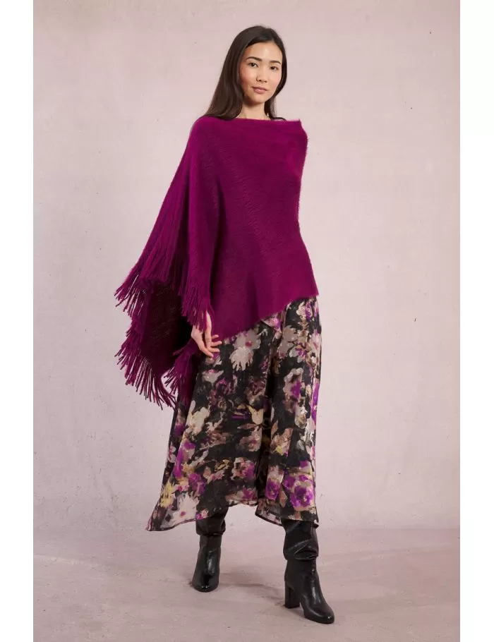 Soft fringed poncho