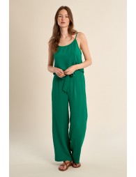 Pantalón de mujer largo, con lazada y pliegues.