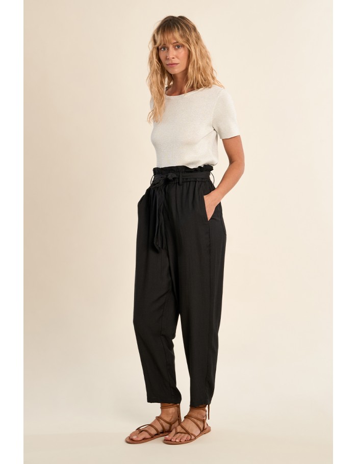 Pantalon taille paperbag