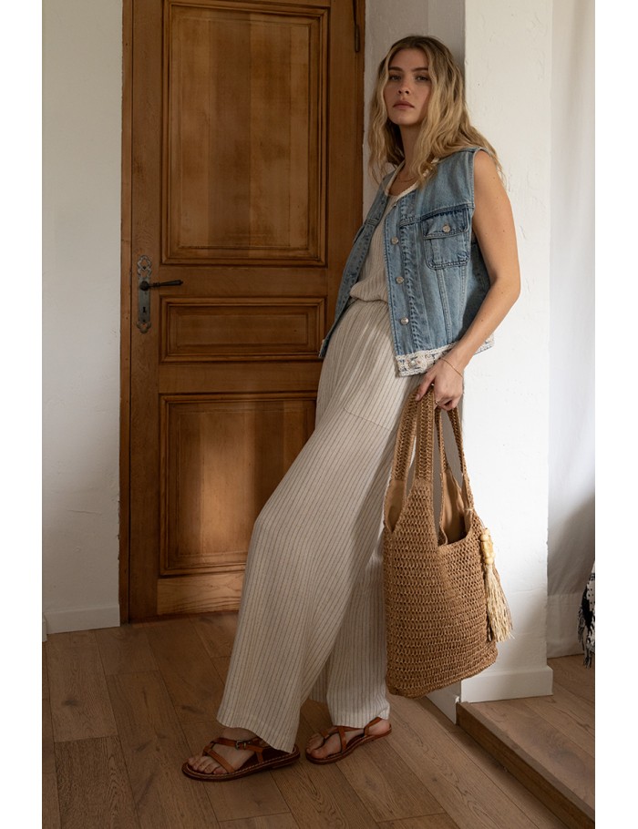 Casual trousers, striped