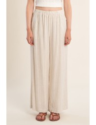 Pantalón de mujer largo, vaporoso, motivo rayas.