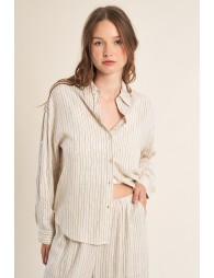 Camisa de mujer de manga corta, motivo rayas.